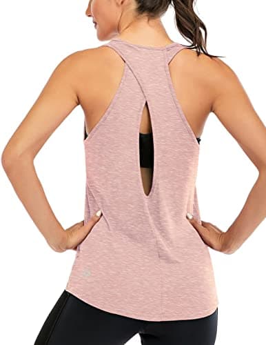 ICTIVE Womens Cross Backless Workout Tops for Women Racerback Open Back Shirts Athletic Sleeveless Clothes Apricot XL - Image 1