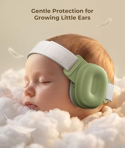 Eggiehug Baby Ear Protection Earmuffs, 25dB Headphones, Green - Thumbnail 2