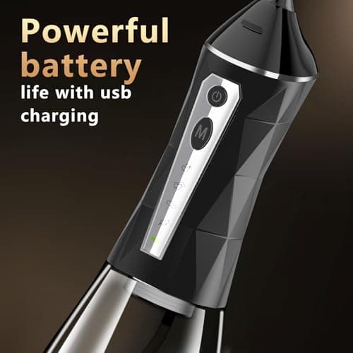 Water Flosser, 4 Modes, Portable 320ml Large Tank Water Flosser Oral Cleaner IPX7 Waterproof Cleaning Flosser for Home Travel 1 (Black) - Thumbnail 2