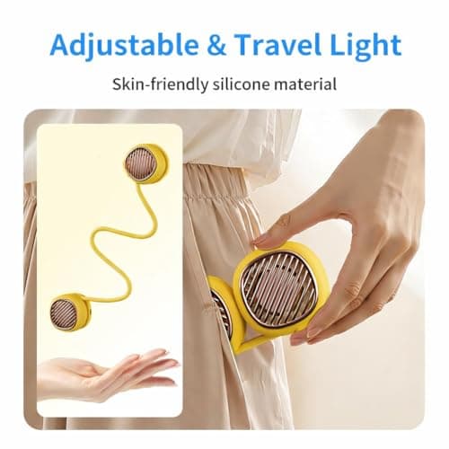 Suzii Battery Powered Neck Fan That Blows Cold Air - Portable Hands-Free Bladeless Fan w/LCD Display | Birthday Gifts for Men, Adjustable 5 Speeds, Ultra Lightweight for Travel, Gym, Office -Yellow - Thumbnail 6