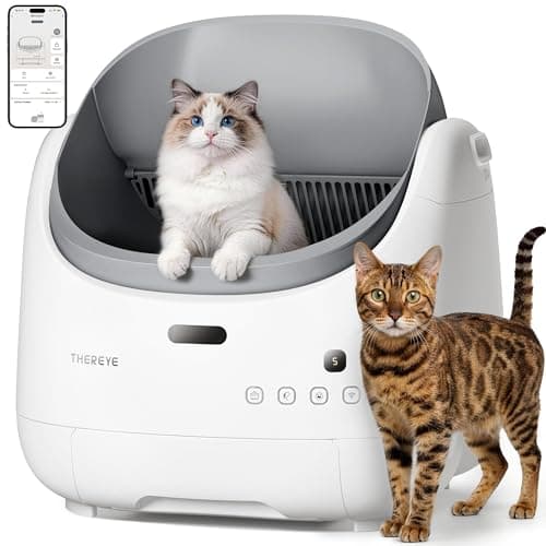Thereye Self Cleaning Cat Litter Box, Open Top Automatic Litter Box for Multiple Cats, APP Control Smart Litter Box, Safety Sensors and Odor Control, Adjustable Entry Height Anti-Splash - Image 1
