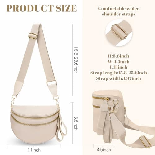WOOMADA Checkered Crossbody Bag Bum Bag for Women, Fanny Pack Checkered Purse, Belt Bag with Shoulder Strap(Beige) - Thumbnail 3