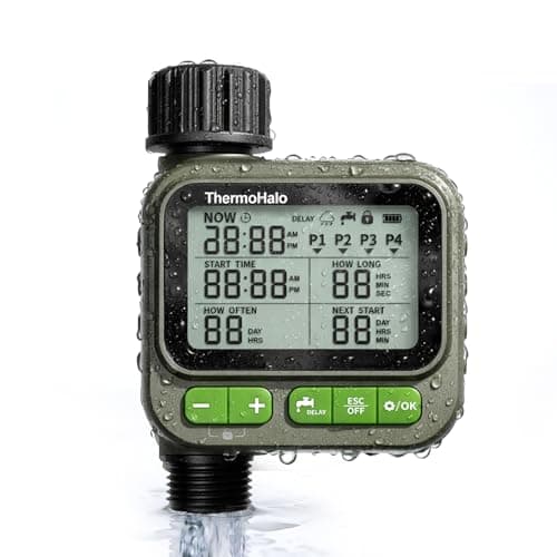 ThermoHalo Smart Sprinkler Timer, 4-Zone Programmable Outlet Watering timers, IP65 Waterproof Automatic/Manual Hose Timer with Child Lock for Lawn, Yard, Garden, and Pool (one) - Image 1