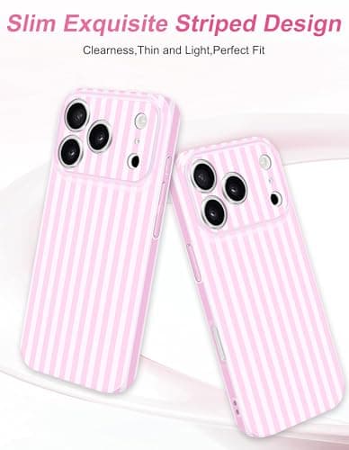 Aitipy Magnetic Striped Phone Case for iPhone 13, Compatible with MagSafe, Cute Stripe Fashion Aesthetic Soft TPU Slim Shockproof Protective Phone Cover for Women Girls-Pink - Thumbnail 4