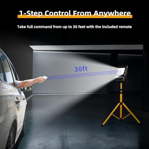 Solar Powered Work Light with 120H Runtime & Remote Control, Led Work Light with Stand 33,000LM LED Flood Light, 360° Adjustable with 5ft Stand for Hurricane, Power Outage, Construction, Camping - Thumbnail 3