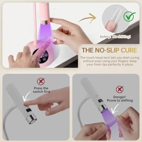 AORAEM UV LED Nail Lamp, Rechargeable Gooseneck Lamp for Gel Nails 12W Quick Dry LED Nail Light Nail Dryer with 4 Timers & Auto Sensor, Professional Flash Cure Light for Gel Nails Home DIY Pink - Thumbnail 6