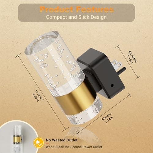 JandCase Night Light, Night Lights Plug into Wall,2 Pack 3000K Dimmable LED Night Light with Adjustable Brightness, Automatic Night Lights Plug in with Auto Light Sensor, for Bathroom Hallway Decor - Thumbnail 4