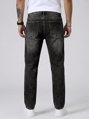 JMIERR Men's Slim Fit Stretch Tapered Leg Skinny Jeans, Casual Cotton Comfort Flexible Denim Pants for Men with 5 Pockets, 34W*30L, Gray - Thumbnail 4