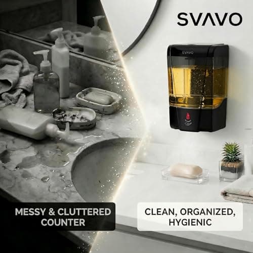 SVAVO Automatic Soap Dispenser Type-C Rechargeable - Wall Mount Hand Soap Dispenser for Restaurant, Kitchen & Bathroom, Electric Soap Pump for Office, 21 fl.oz for Liquid Soap, Black - Thumbnail 5