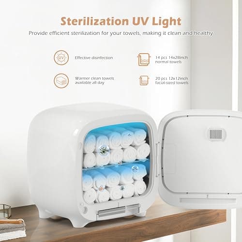 Keenray Hot Towel Warmer Cabinet, Professional Spa Towel Warmer with Digital Screen, Adjustable Timer and Delay, Customized Fragrance, Heat Dry & Wet Towels for Spa, Salon, Home 14 L Snow White - Thumbnail 4