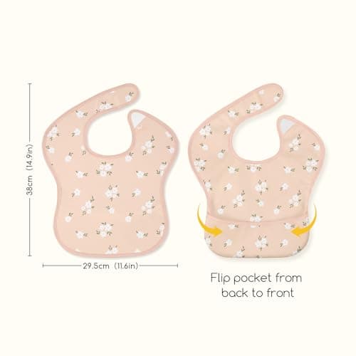 CIVARUA KIDS 3-Pack Baby Feeding Bibs | Waterproof Stain-Resistant 3D Food Catcher, Soft Lightweight Design for Baby-Led Weaning, Infants & Toddlers 3-24 Months Green Bloom - Thumbnail 5