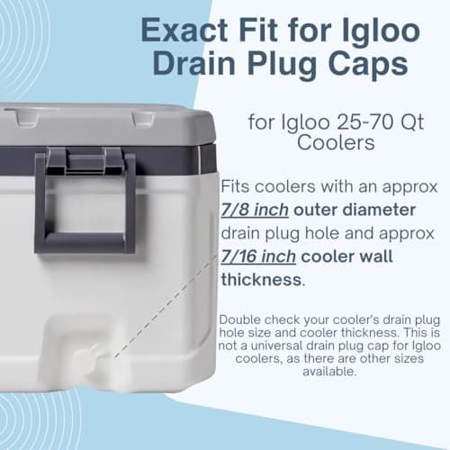 Cooler Drain Plug Caps Replacement for Igloo 25–70 QT, 2 Pack Triple-Snap Leak-Proof ABS Plastic Drain Caps with Tether, Exact Fit for Igloo Ice Chest Drain Plug - Thumbnail 3