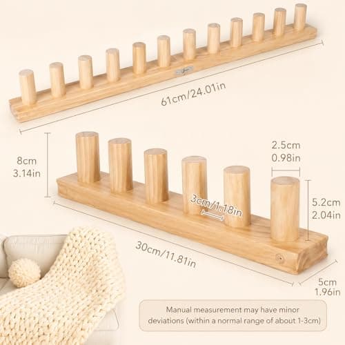 48'' Chunky Knitting Blanket Loom, Adjustable Wood Knit Loom with Detachable Modules, Portable Hand Weaving Loom Kit for Beginners, DIY Yarn Craft Tool for Home & Trave (48 inch) - Thumbnail 3