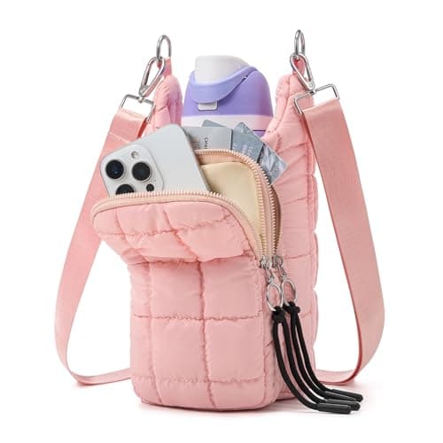 WOOMADA Water Bottle Holder RFID Crossbody Bag for Women, Ideal for Walking, Hiking, Cycling(pink) - Image 1