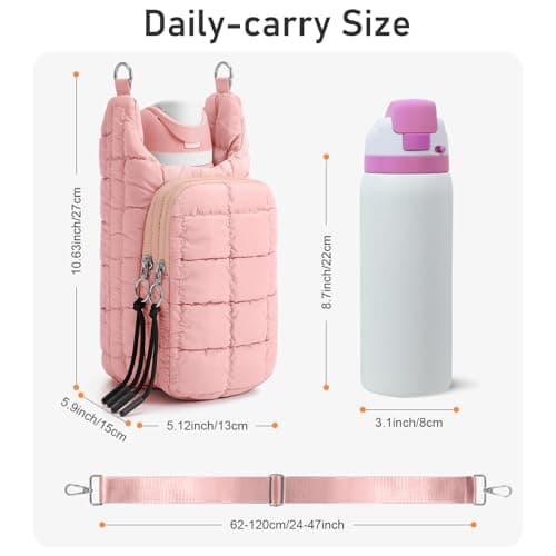WOOMADA Water Bottle Holder RFID Crossbody Bag for Women, Ideal for Walking, Hiking, Cycling(pink) - Thumbnail 2