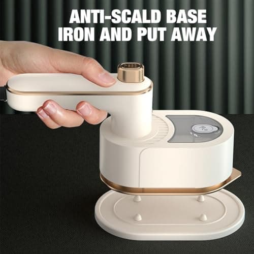 Travel Steamer Iron for Clothes Mini-Portable Ironing Machine Travel and Iron Fast 10s Heat-Up and 180° Rotating Handle,Horizontal and Vertical,Garment Steamer and Iron for Travel Office Home(White) - Thumbnail 5
