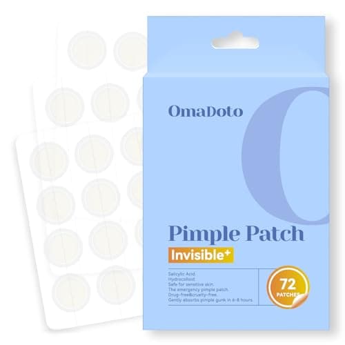 OmaDoto Invisible Pimple Patches for Face - （12mm | 72 Count | 6 Sheets） - Ultra-Thin Hydrocolloid Blemish Cover, Discreet Zit Stickers for Day & Night, Face Patches for Teens and Adults