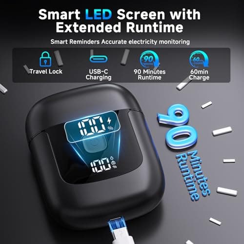 Electric Foil Shavers for Men: Mini Electric Razor with 3 Floating Blades, IPX7 Waterproof Foil Shaver, USB-C Rechargeable Shavers for Men with Travel Lock, Compact Grooming Gift for Home & Travel - Thumbnail 5