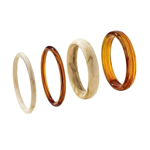 Mavsigak 4 Pcs Acrylic Bangles Bracelets for Women, Chunky Irregular Geometric Resin Bangle Set, Wide Statement Wristband, Fashion Stackable Bracelets for Party, Daily Wear, Gift - Image 1