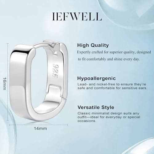 IEFWELL Silver Earrings for Women - Small Chunky Silver Earring for Women Hypoallergenic, Dainty Thick Huggie Hoop Earrings Trendy, Jewelry Gifts for Wife Girlfriend Mom - Thumbnail 5