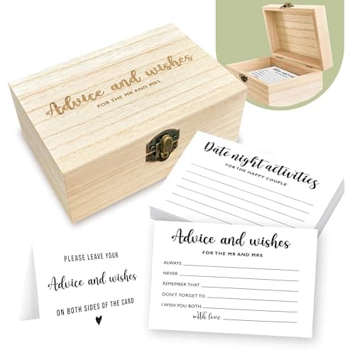STOFINITY Advice And Wishes For The Mr And Mrs - Wedding Advice Cards For Bridal Shower Decorations, Hilarious Bridal Shower Games, Advice For The Groom And Bride Box, Wedding Games For Reception - Image 1