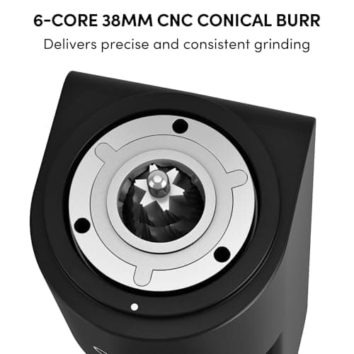 Single Dose Coffee Grinder,Wirsh Geimori GU38 Coffee Grinder with 38mm 6-Core Stainless Steel Conical Burr, 0.01mm Stepless Adjustment, Low Retention Espresso Grinder with Magnetic Dosing Cup,Black - Thumbnail 5