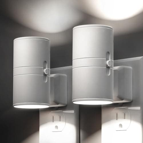 L LOHAS LED Bright Night Light, Night Lights Plug into Wall, Daylight White, Dimmable Nightlight Plug in White Shade, Light Sensor, Decorative LED Nightlights for Hallway Bathroom Kitchen, 2 Pack - Image 1