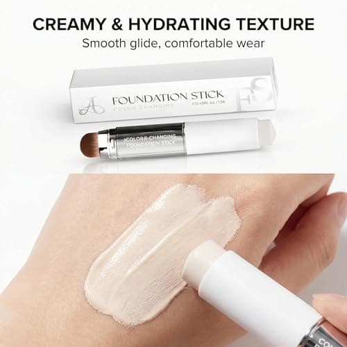 Korean Color Changing Foundation Stick, Cream Stick White Foundation, 3-in-1 Primer Foundation Concealer, Medium to Full Coverage, Self-Adjusting Skin Tone, Natural Finish - Thumbnail 2