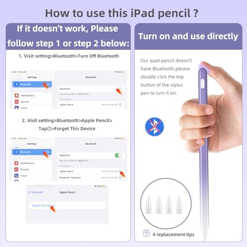 Stylus Pen for iPad 9th & 10th Generation, Battery Indicators Apple Pencil with Palm Rejection Tilt Sensitivity Pen for 2018-2025 Apple iPad 10/9/8/7/6th, Pro 12.9/11/13 M4, Mini 5/6, Air 3/4/5/M2 - Thumbnail 3