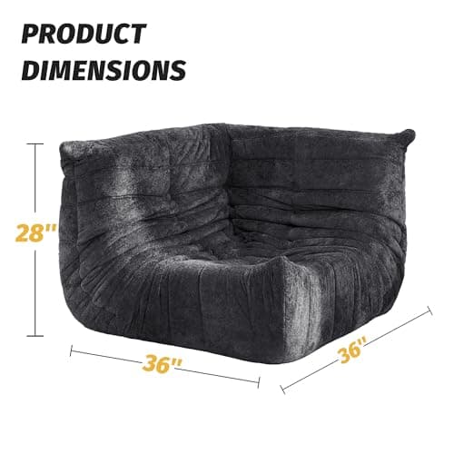 Homguava Bean Bag Chair, Giant Beanbag Chairs for Adults, Memory Foam Fireside Chair, Large Lazy Floor Sofa, Corner Chair with High-Rebound Foam, Lounge Chair for Living Room, Bedroom (Grey, Corner) - Thumbnail 2