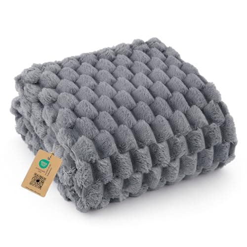Bedsure Dog Blanket for Small Dogs Washable - Fluffy Fuzzy Puppy Cat Flannel Blanket with Premium 350GSM Coral Fleece Soft for Pet Kitten Doggy, Grey, 25x35IN - Image 1