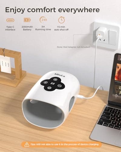 Miula Cordless Hand Massager with Compression,Soothing Heating,Adjustable Modes for Daily Relaxation,Rechargeable Portable Massager for Fingers Palm Wrist at Home Office Travel (White) - Thumbnail 6