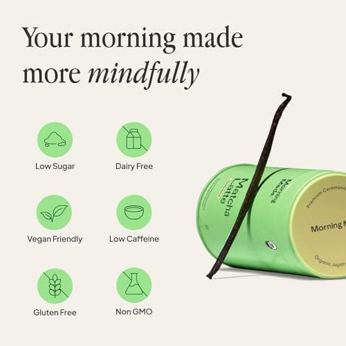 Morning Made Vanilla Flavored Ceremonial Grade Matcha Powder | 10.6oz (300g) Resealable Tin | 60 Servings Premium Japanese Green Tea | Sweetened with Organic Sugar | Rich in Antioxidants & Energy Boosting - Thumbnail 4