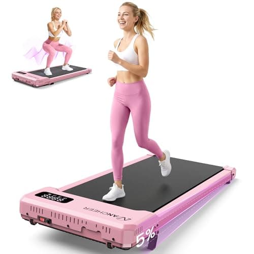 Pink Walking Pad Treadmill with Incline - Under Desk Treadmills with Vibration Plate, 2.5HP Compact Portable Treadmills for Home Small Spaces, Office, Remote Control & LED Display