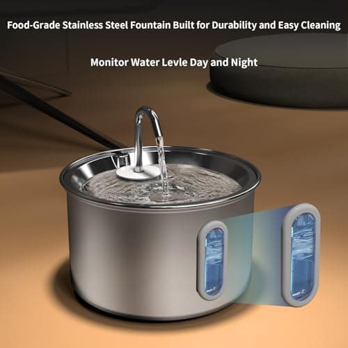 Stainless Steel Cat Water Fountain, Corded 3L/101oz Pet Water Fountain, Dog Waterer with Quiet Pump and 4-Layer Filtration for Cats and Dogs - Thumbnail 2