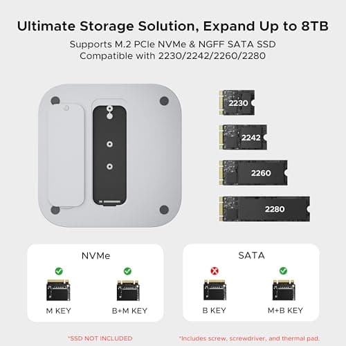 Acer Gadget Mac Mini M4 Dock, 8TB M.2 NVMe/SATA SSD Enclosure & Stand, 4K@144Hz HDMI, 10Gbps USB-C & USB-A Hub, SD/TF Card Reader, 3.5mm Audio, Aluminum Docking Station for Mac Mini M4 & M4 Pro, Black - Thumbnail 4