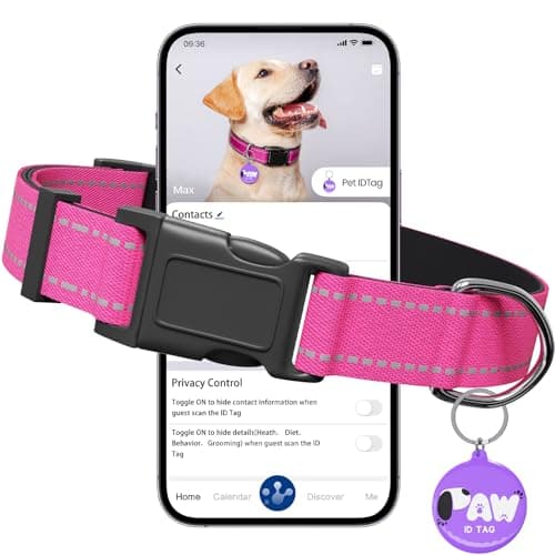 PawDuct Reflective Dog Collar for Large Dogs with Dog Tags Personalized & Quick Release Buckle, Adjustable and Comfortable Nylon Pet Collar, Hot Pink - Image 1