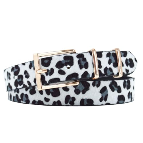 EONTISO Women's Leopard Belt, Cheetah Print Animal Pattern, Gold Buckle, Fashion Accessory for Jeans Dress, White S - Image 1