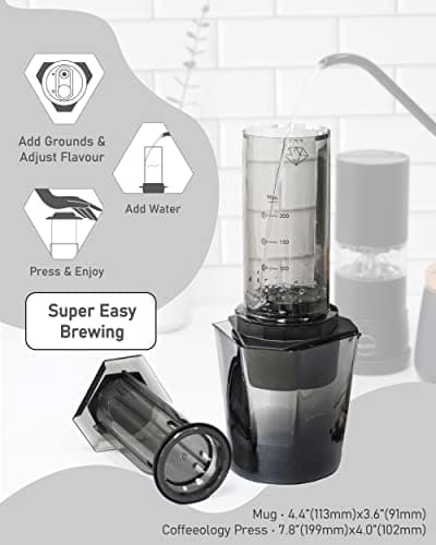 PALICO COFFEEOLOGY PRESS – Manual & Portable Brewer, French Press, Pour-over, over-ice brew & Espresso style, reusable filters, mild and bold option, more flavor, Travel & Camping - Thumbnail 5