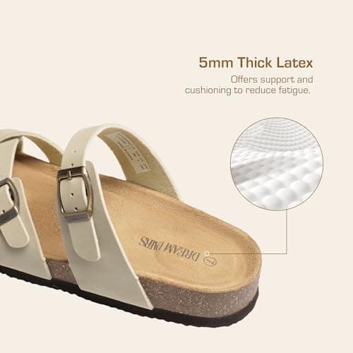 DREAM PAIRS Women's Thong Slide Sandals with Cork Footbed Open Toe Adjustable Slip On Slippers Comfort Flat Sandals for Summer,Size 8,Natural,SDSS2405W - Thumbnail 3