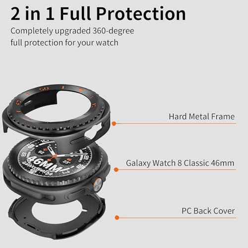 SDOCEBF Rotating Metal Bezel Case for Samsung Galaxy Watch 8 Classic 46mm - Thumbnail 3