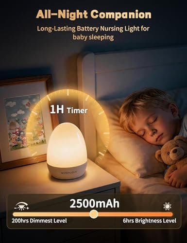 MediAcous Night Lights for Kids Room, Egg Light for Nursery with Stable Charging Pad, Dimmable Baby Night Light with 1H Timer & Touch Control, ABS+PC LED Egg Night Light for Breastfeeding, Up to 200H - Thumbnail 3