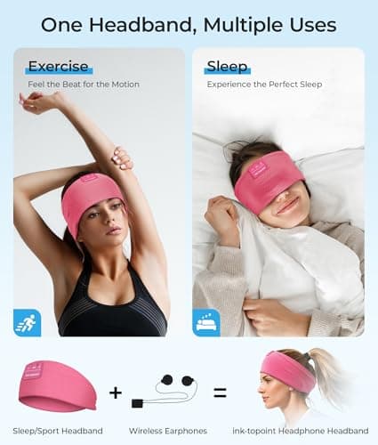 ink-topoint Sleep Headphones Bluetooth 5.4 Headphone, Sports Earphones with HD Stereo Speakers Breathable Sports Headphones for Running, Yoga, Travel, Sleeping, Ideal Gifts for Men Women - Thumbnail 2