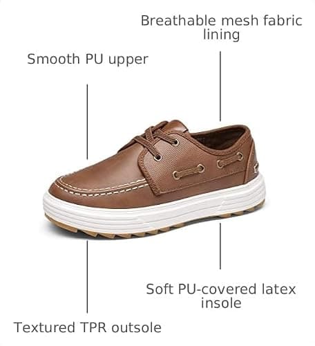 Bruno Marc Boys Boat Shoes, Classic Moccasin Toe, Slip-Resistant Outsole, Cushioned Comfort, Easy Slip-On with Elastic Laces, Casual School Daily Wear, Size 10 Toddler,Brown,SBLS2336K - Thumbnail 3