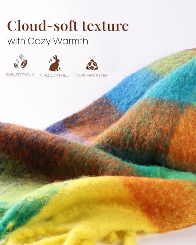 FURTALK Winter Scarf for Women, Oversized Plaid Chunky Thick Blanket Scarves Warm Colorful Cold Weather Long Wrap - Thumbnail 5