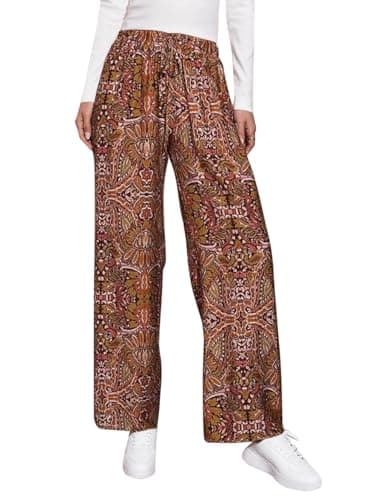 COCOMARTS Women Pants Wide Leg High Waist Palazzo Pants Casual Loose Flowy Lounge Pant Boho 2026 Vacation Outfits with Pocket Paisley X-Large - Image 1
