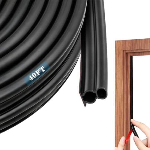 WEZKYLCG Door Seal Strip for Door Frame, Rubber Weather Stripping Door Seal, Self-Adhesive Extra Thick Insulation Strip, Soundproofing, Dustproof, Large Gap Filler (Black, 40 Ft)