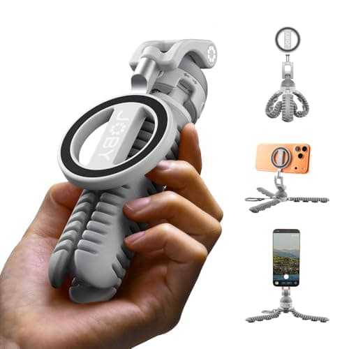 JOBY PodZilla™ SuctionTripod Magnetic Kit,Flexible Magnetic Tripod with Suction Legs, 360° Rotation & Dual-Angle Adjustment, Wrap-Anywhere Mount for iPhone Vlogging, Gym, Car, Outdoor & Travel(Grey)
