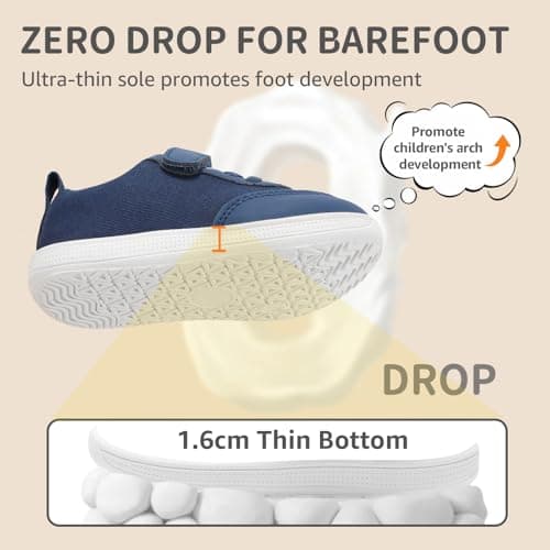 STQ Toddler Boys Wide Toe Barefoot Walking Shoes Comfort Lightweight Breathable Tennis Gym Preschool Sneakers Navy Size 11 - Thumbnail 4