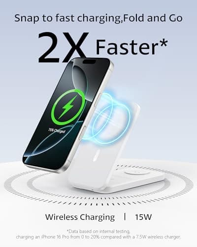 Portable Travel Charger 3 in 1 Foldable Magnetic Wireless Charger for iPhone 17/Air/16/15/14/13/12 Pro Max, Fast Charging Station for Apple Watch Ultra 3/2/11/10/9/8/7/6/SE 3, Air Pods 4/3/2/Pro 3 - Thumbnail 2